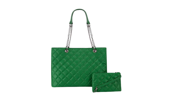 Hambrix Quilted Handbag for Women Shoulder Bag Chain Tote Purse With 2PCS Purse Set