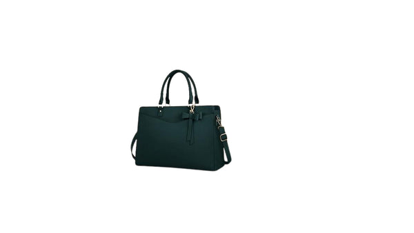 Hambrix Laptop Bag for Women 15.6 Inch Leather Tote Bag Dark Green